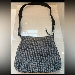 Christian Dior Trotter Canvas Shoulder Bag Navy